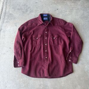 Pendleton Men Button Up Shirt XXL Red Virgin Wool Flannel Board Shirt Jacket